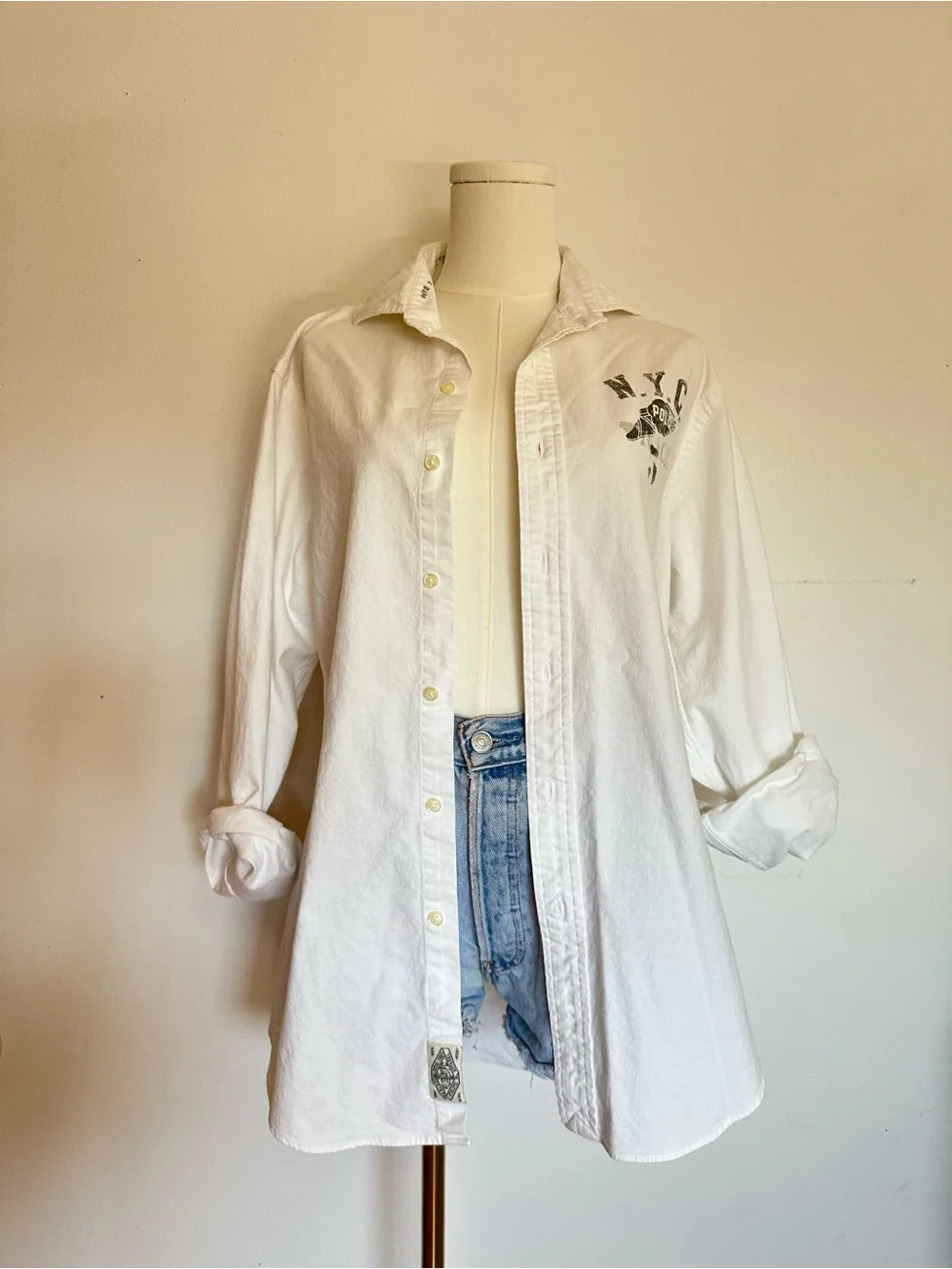 Polo Ralph Lauren NYC Track Oxford Stretch Shirt White Prep Men’s Size M